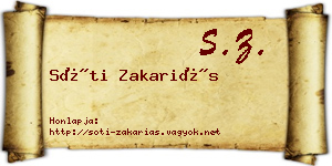 Sóti Zakariás névjegykártya